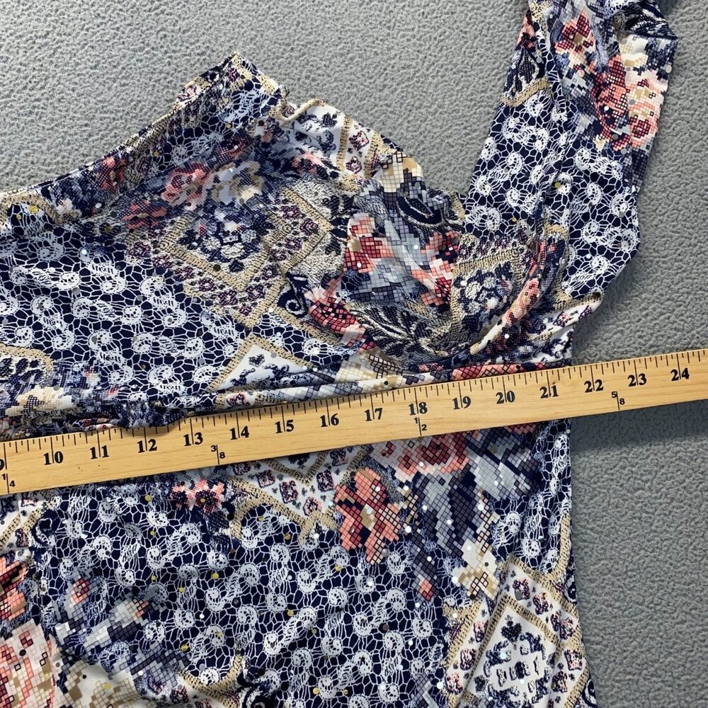 Brittany Black Women's Floral Top Boho Size 1X,sequin,Lighweight,Preppy,Blouse - Picture 4 of 7